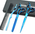 7.0 Inches Professional hair cutting thinning scissors set with razor (Blue)