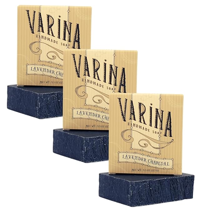 Organic Lavender Activated Charcoal Bar Soap - Gentle Cleansing for Sensitive Skin, Herbal and Mint - 3 Pack - Experience Healthy and Glowing Skin