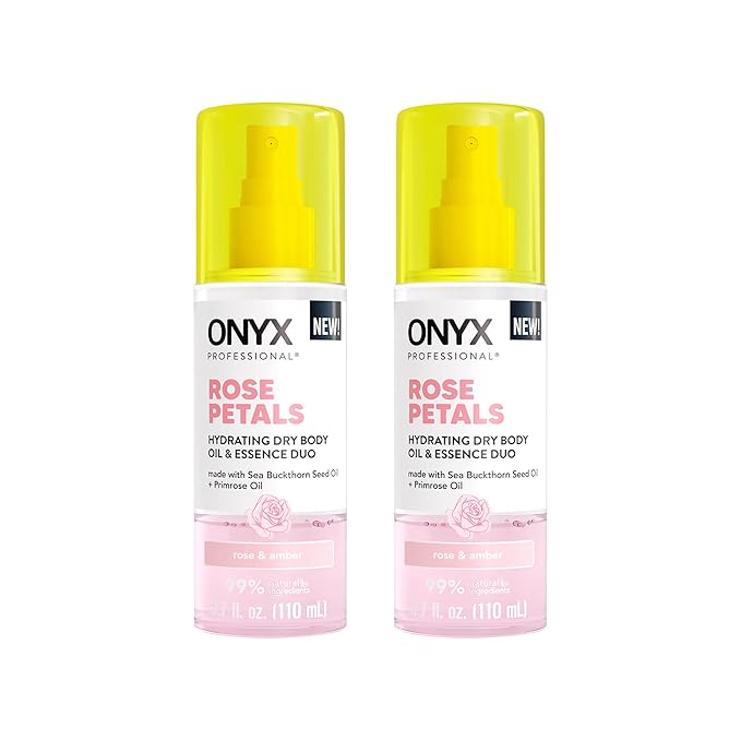 Onyx Professional Hydrating Dry Body Oil, Rose Petals, 3.7 fl oz, 2pk