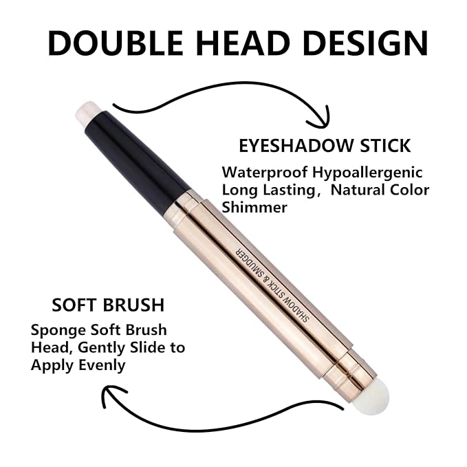 Dark Brown Eyeshadow Stick Makeup, Long-Lasting Waterproof Eye Shadow Pencil, Hypoallergenic Smudge-Proof Glitter Primer Palette Shimmer Eyeliner, Easy to Blend Eye Make Up
