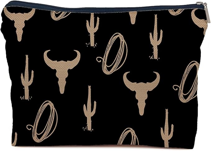 IWXYI Western Makeup Bags - Cow Print Zipper Pouch Travel Toiletry Gifts for Women