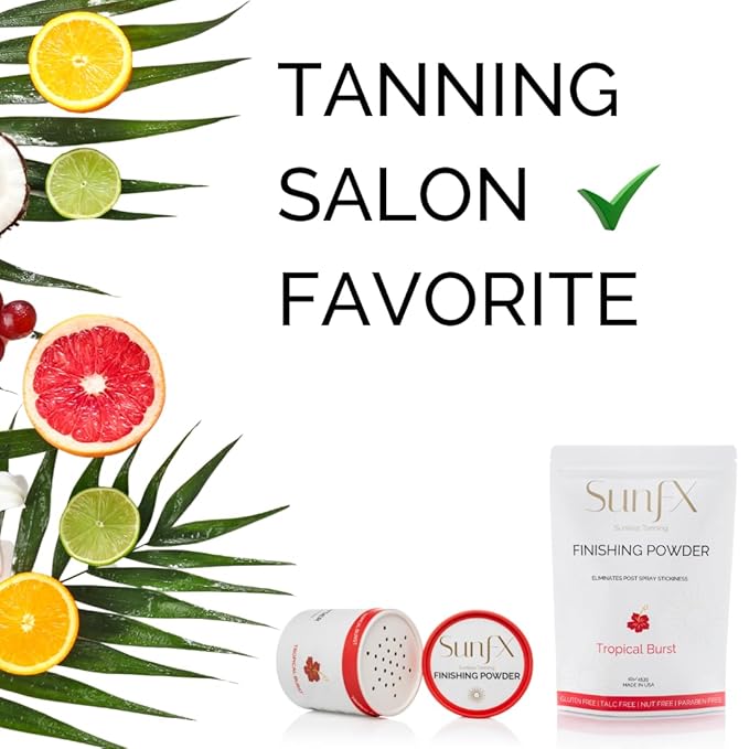 SunFX Post Spray Tan Translucent Finishing Powder | Talc Free | Sunless Tanning Setting Powder | Shimmer | Tropical Burst - 1lb