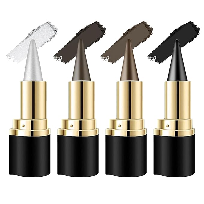 EverGlider 4-Color Gel Eyeliner Pencil Set – Black Brown Silver Grey Waterproof Eye Liner Crayons, Smooth Long Wear Formula for Natural or Smokey Makeup (01#+02#+03#+04#)