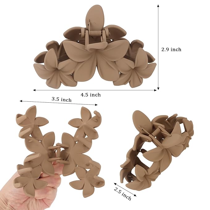 Hawaiian Flower Hair Clips Large Matte Hair Claw for Women Non-Slip Strong Hold Clips for Thick Hair, Hair Accessories for Women