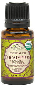 US Organic 100% Pure Eucalyptus Essential Oil (Radiata) - USDA Certified Organic, Steam Distilled - W/Euro droppers (More Size Variations Available) (15 ml / .5 fl oz)