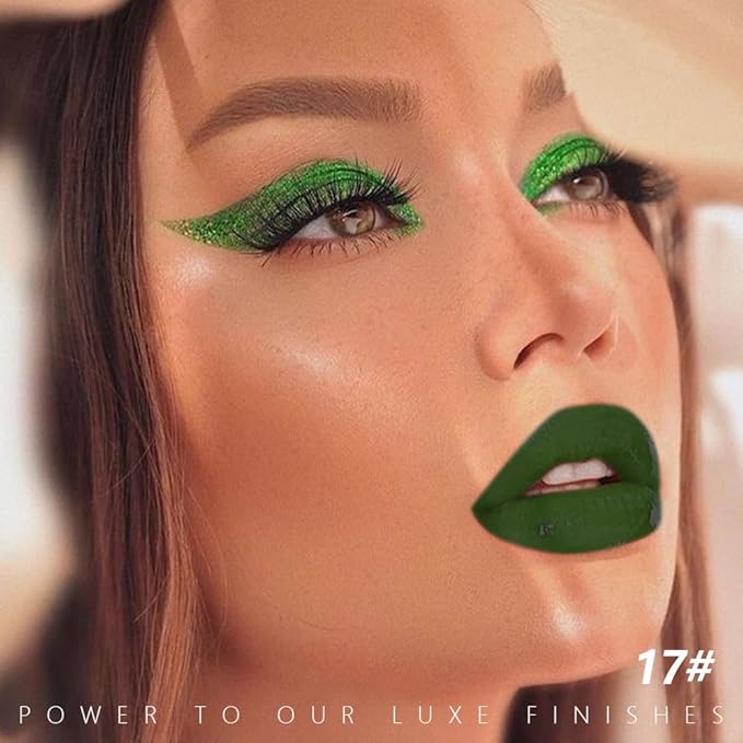 Nuetral Green Matte Creamy Lipstick for Women, Longwear Lip Gloss Face Paint Stick, Lip Stick Stain Long Lasting Waterproof Easy Application Full Coverage Velvet Gloss for Party Halloween Makeup 17