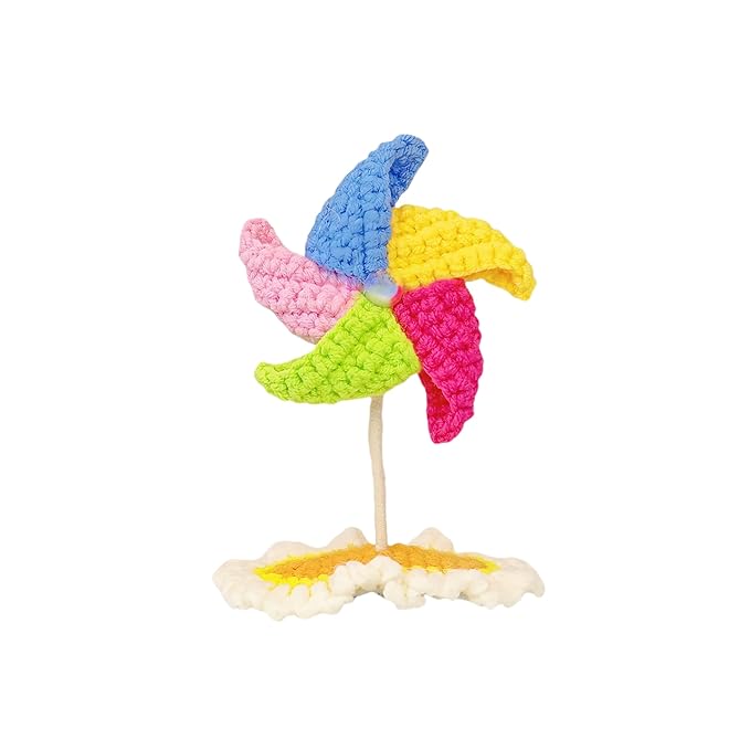 Crochet Knitting Hair Clip for Girls/Daughter, Gift for Her Birthday, Finished Handmade Wool Knitted Colorful Windmill