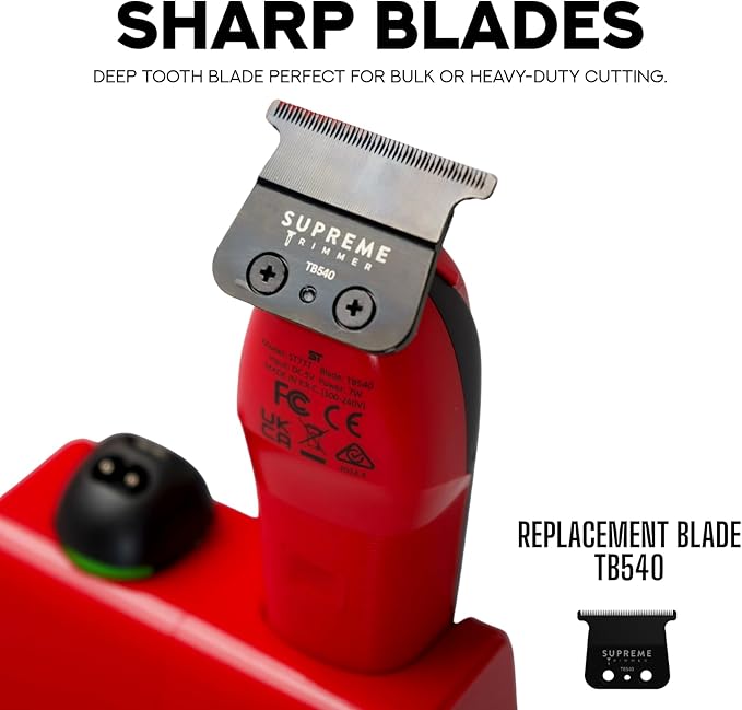 Supreme Trimmer Recharge ST777 – Professional Barber Trimmer with 2 Removable Batteries | 8000 RPM Motor, Zero Gap DLC Blades, Smart Charging Dock, USB-C Fast Charge