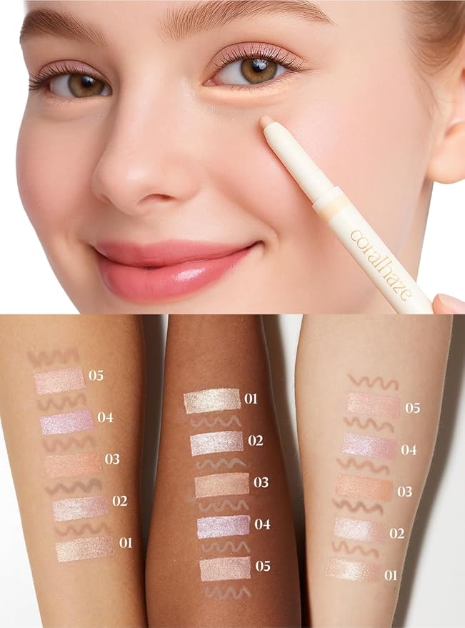 Idol AEGYO-SAL Maker 05 Dreamy Rose, 2-in-1 Under-Eye Highlighter and Contour Liner for Bright, Voluminous Eyes, Long-Lasting, Smudge-Proof Shimmer Stick with Natural Glow, Korean Beauty