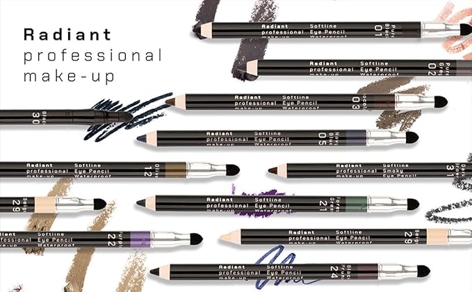 Radiant Professional Waterproof Eyeliner Pencil - Eyeliner Waterproof Smudge Proof for Woman - Long Lasting Under Eye Pencil for Smoky Eye - Soft Waterline Eye liner Smudger Tool, Pure Grey (02)