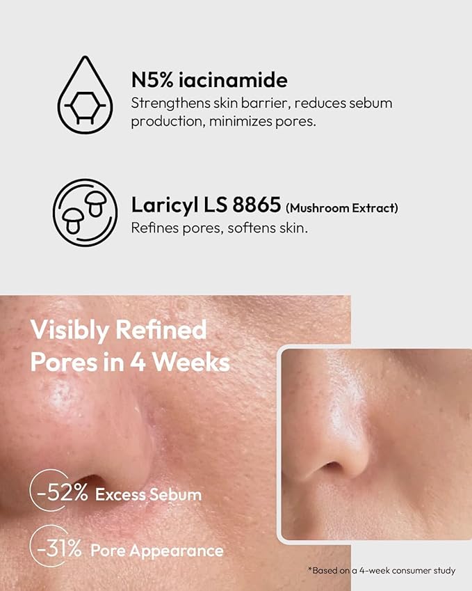 Niacinamide 5% Pore Refining Serum - Minimizes Pores & Controls Oil - for Oily & Sensitive Skin - 1 Fl Oz