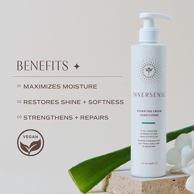 INNERSENSE Organic Beauty - Natural Hydrating Cream Conditioner | Non-Toxic, Cruelty-Free, Clean Haircare (10oz)