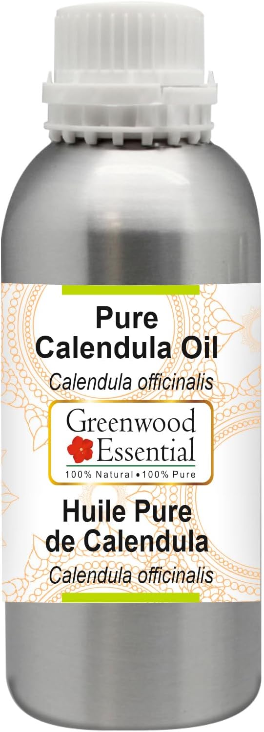 Greenwood Essential Pure Calendula Oil (Calendula officinalis) Premium Therapeutic Grade for Hair, Skin & Aromatherapy 630ml (21.3 oz)