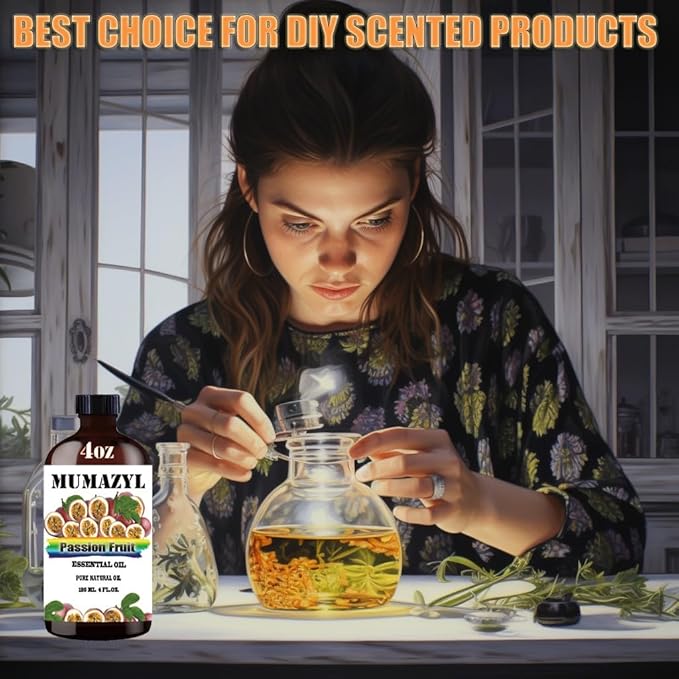 Passion Fruit Essential Oil, Passion Fruit Oil 4 Fl Oz 120ML for Diffuser Humidifier Yoga Cleaning DIY Candle Soap Making Essential Oils