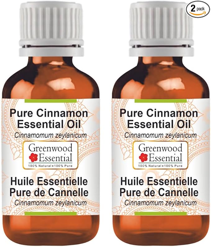 Greenwood Essential Pure Cinnamon Essential Oil (Cinnamomum zeylanicum) Steam Distilled (Pack of Two) 100ml X 2 (6.76 oz)