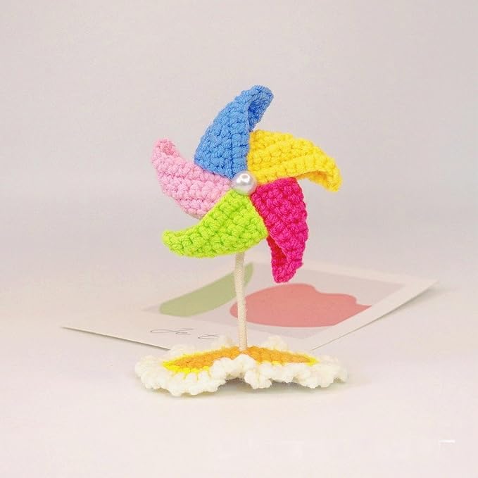Crochet Knitting Hair Clip for Girls/Daughter, Gift for Her Birthday, Finished Handmade Wool Knitted Colorful Windmill