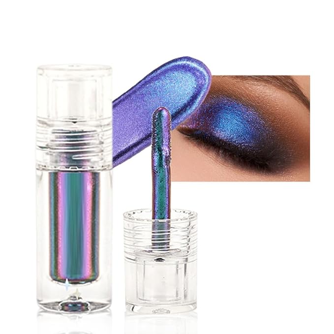 evpct Royal Blue Duochrome Chameleon Liquid Eyeshadow, Multichrome Metallic Glitter Liquid Eye Shadow Makeup for Women, Waterproof Multi Color Shifting High Pigment Holographic Iridescent Eyeshadow