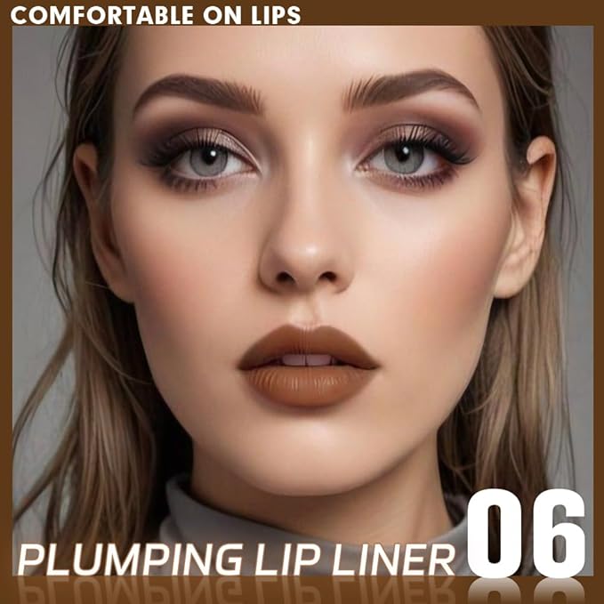 SUAKE Plump Matt Lipstick Lipliner Pencil Pack,Waterproof Crayon with Silicone Smudger for Define Contours & Sculpting Lip, Longwear Moisture Smooth Creamy Formula for Lip Makeup-06 Espresso Martini