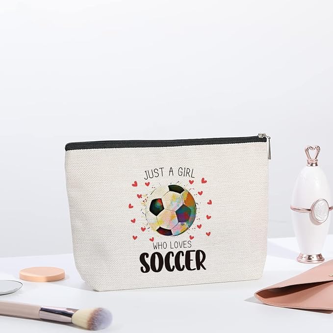 KDXPBZ Soccer Cosmetic Bag - Coach & Team Gifts for Lovers, Players, Fans - Birthday Gifts for Women, Friend, Sister, BFF, Bestie
