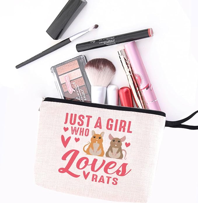 Funny Makeup Bag Rat Stuff Rat Themed Gifts for Women Girls Girlfriend Bestie Daughter Best Friend Rats Owner Animal Lover Gifts Rat Cosmetic Bag Zipper Pouch Travel Bag Graduation Birthday Gifts