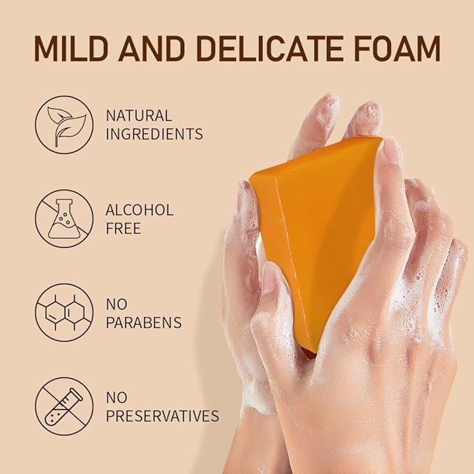 Turmeric Kojic Acid Soap Bars with Vitamin C, Retinol & Hyaluronic Acid – Face & Body Soap with Collagen & Shea Butter – 4-Pack Cleansing Bars for All Skin Types