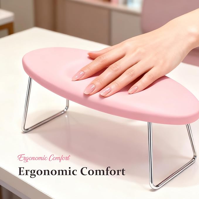 AIKYA Nail Hand Rest - Pink Leather Nail Arm Rest for Nails Tech, Portable Nail Hand Rest Pillow, Essential Nail Stuff for Manicurists & Nail Artists