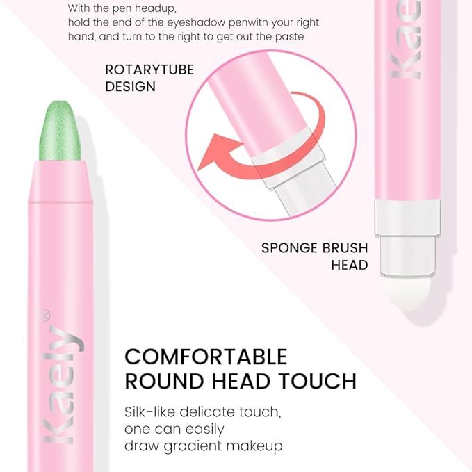 evpct 2Pcs Cream Eye Shadow Brightener Sticks Set for Eyes Waterproof, Sky Blue & Greenish Cyan Shimmer Cream Eyeshadow Applicator Stick Pigmented Eye Makeup sombras en crema para ojos 10+12