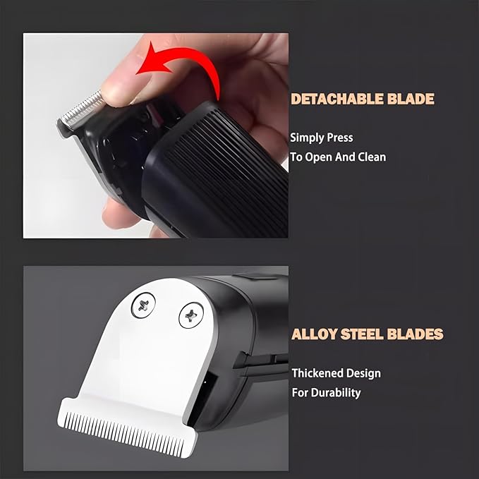 HTC Professional Hair Trimmer, Precision Alloy Steel Blade Hair Clippers, Type-C Fast Charging, 5 Adjustable Settings, Rechargeable