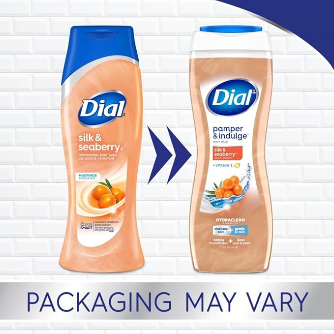 Dial Body Wash, Pamper & Indulge, Silk & Seaberry, 21 fl oz, Pack of 4