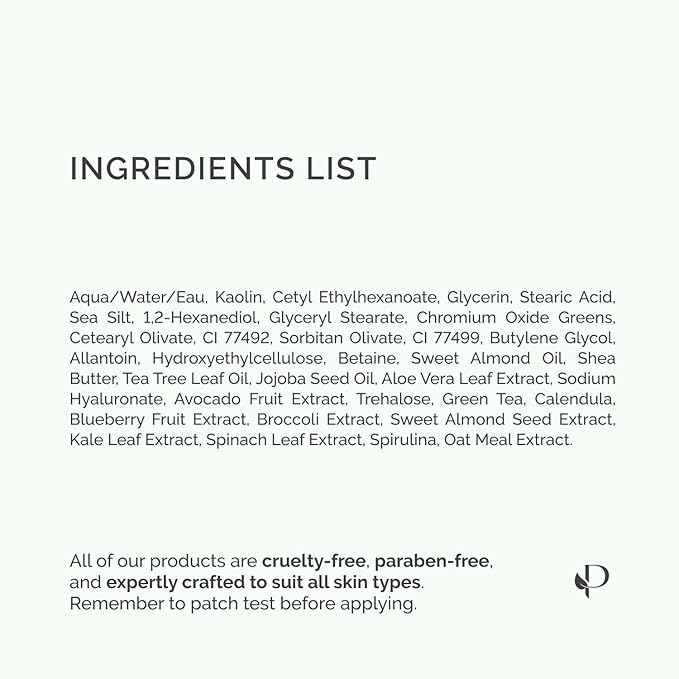 PLANTIFIQUE Korean Skincare Clay Mask – Hydrating Mud Mask with Avocado & Superfoods, Dermatologist-Tested for Face & Body – Vegan, 3.4 Oz/100ml (Pack of 2)