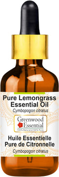 Greenwood Essential Pure Lemongrass Essential Oil (Cymbopogon citratus) with Glass Dropper Steam Distilled 30ml (1.01 oz)