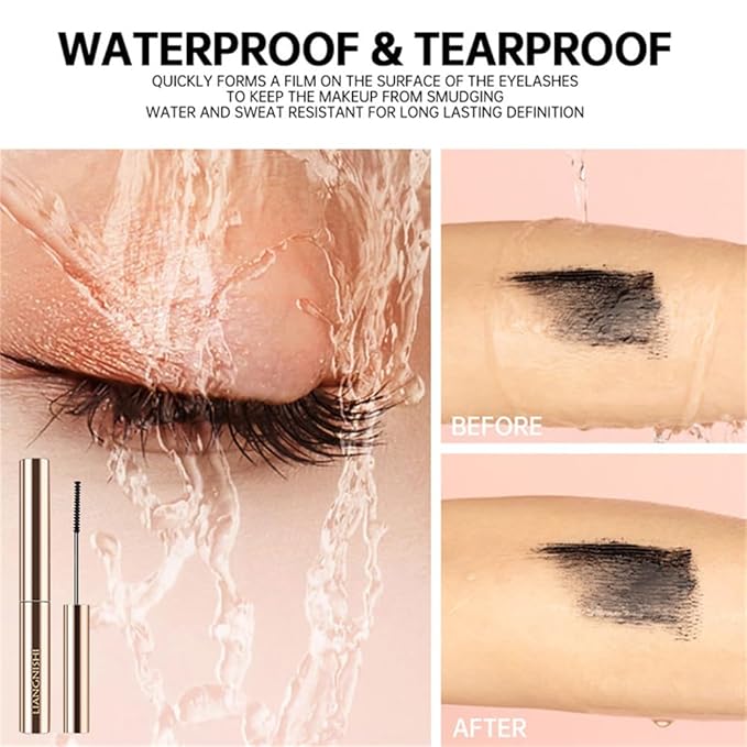 Ultra-Slim Brush Tubing Mascara for Mature Lashes – Waterproof Volume + Length for Fine Short Lower Lashes, Hypoallergenic Smudge-Proof Formula, Older Women Sensitive Eyes Friendly (Black)