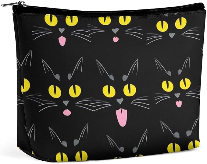 Travel Cosmetic Bag, Large Makeup Case, Toiletry Bag, Personality Fashion Zipper Cosmetic Case Cool Funny Black Cats
