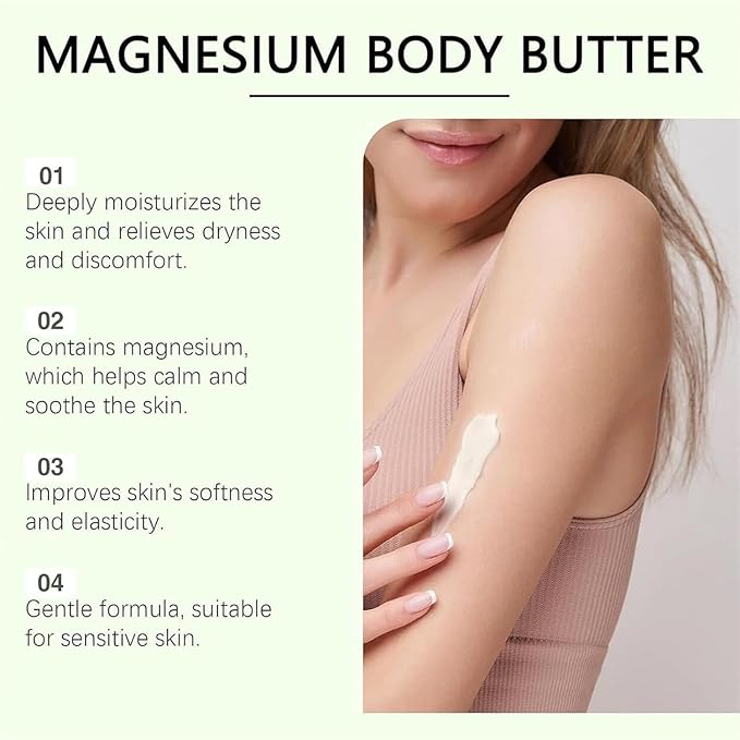 Magnesium Body Butter, Magnesium Cream Deeply Skin Moisturize Keep Skin Soft & Smooth for All Skin Types (1pcs) .