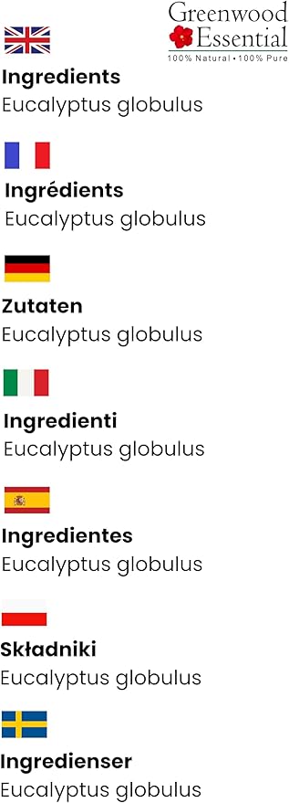 Greenwood Essential Eucalyptus Essential Oil (Eucalyptus globulus) Pure | Non-Sticky | Non-Greasy | Lightweight | Men & Women | All Skin Types | Steam Distilled 30ml (1 oz)
