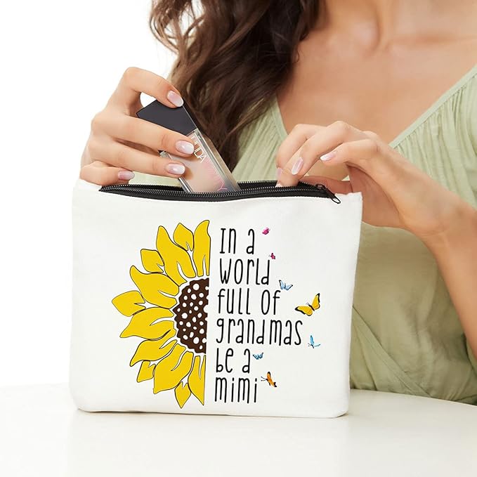 JIUWEIHU Mimi Gifts: New Grandma Gift - Makeup Bag for Mother's Day, Thanksgiving, Christmas