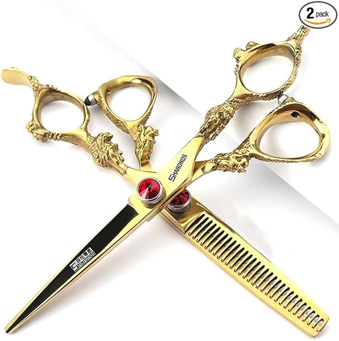 6 Inch Professional Hairdressing Scissors Set, Hair Clipper/Family Stainless Steel Hair Clipper (6 Inch Gold Set)