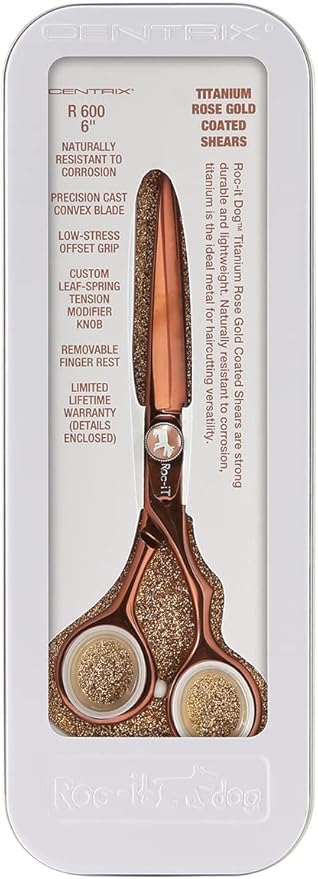 Cricket Centrix Roc-It Dog 6” Titanium Shear Professional Stylist Hair Cutting Scissor Lightweight, Rose Gold