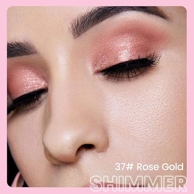 Kaely 2in1 Cream Eye Shadow Brightener Sticks for Eyes, Pencil Eyeshadow Applicator Stick Waterproof Pigmented, Eye Shadow Palette Highlighter Makeup, sombras para ojos, 37 Rose Gold Shimmer