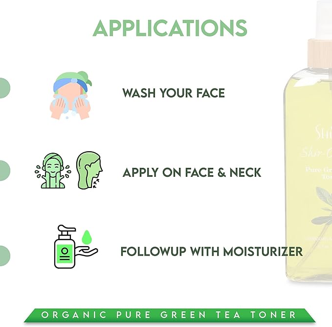 Shira Shir-Organic Pure Green Tea Toner Natural Refreshing- Hydrating Toner for Face for Normal to Oily Skin Type (200ml)
