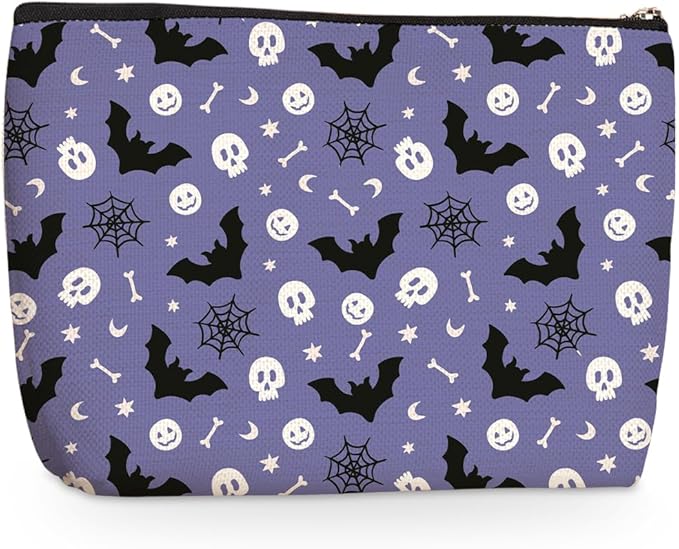Halloween Themed Makeup Bag, Large Capacity Travel Makeup Case Cosmetic Bags for Women, Portable Pouch Purse Travel Essentials Toiletries Accessories, Halloween Gifts for Women