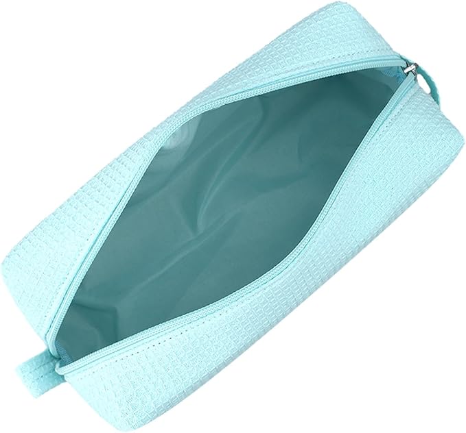 DYSHAYEN Waffle Makeup Pouch Bag, Small Travel Cosmetic Bag, Gifts for Women Bridesmaid,Wedding,Christmas (Mint)