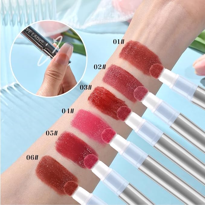Cushion Lip Gloss Matte Lip Tint – Long-Lasting Lightweight Color, Soft Plush Applicator for Gradient Blurred Lips, Non-Sticky Velvet Finish Hydrating Lip Stain 01#–Warm Nude Rose