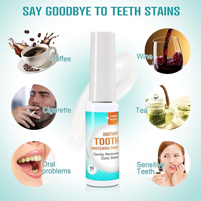 Tooth Whitening Paint - Instant White Teeth, Gentle & Safe Formula, Easy to Use & Portable, Long-Lasting Results for a Confident Smile