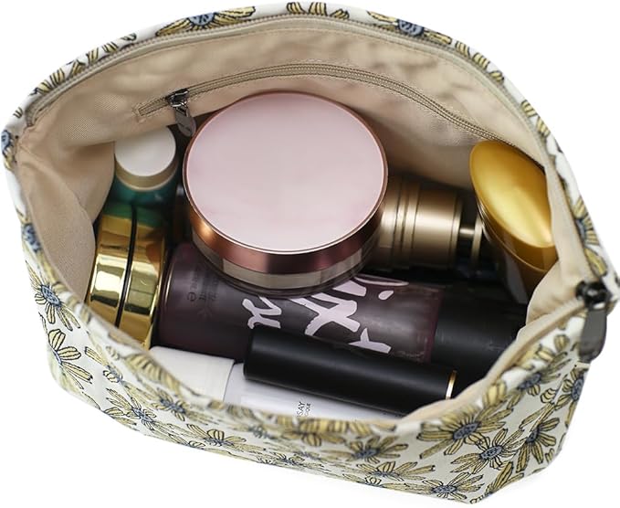 Floral Jacquard Makeup Bag - Large Capacity Cosmetic Pouch for Travel, Toiletry Organizer with Zipper, Perfect for Daily Use and Gifts, Purses for Women Clearance
