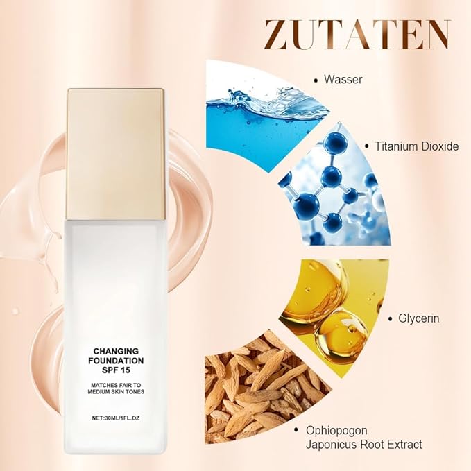 Color Changing Foundation for Mature Skin, Hydrating and Lightweight Liquid Foundations, Tone Suitable for All Skin Types (1 pcs)
