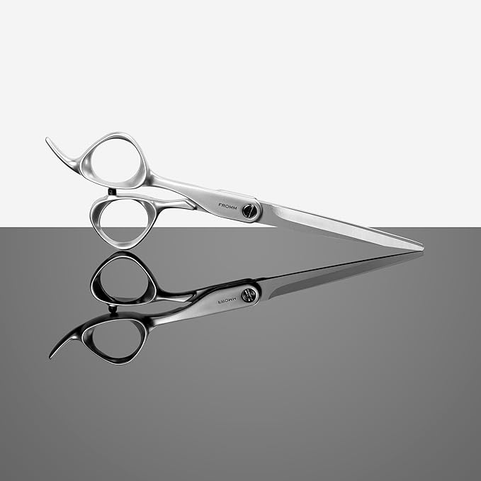 Fromm Transform 5.75" Left-Hand Extra Smooth Hair Cutting Shears for Wet and Dry Hair, Polished Silver Japanese Steel Scissors with Beveled Blade