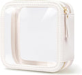 Clear Makeup Bag Travel Size Toiletry Bag Organizer Case Quality PU Leather Transparent Small Cosmetic Bag Car Bag for Essentials with Durable Zipper