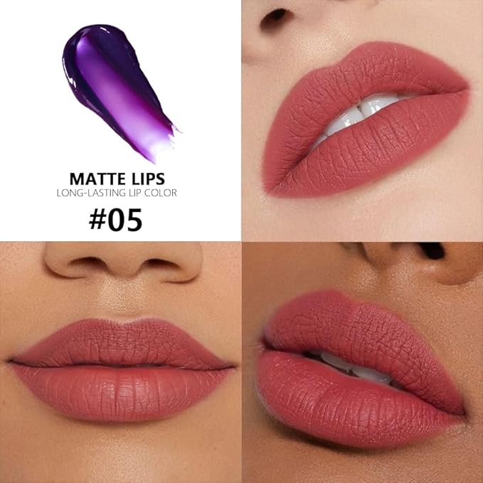 evpct Brownsih Red Peel Off Lip Stain Tints, Liquid Lipstick Lip Stain Long Lasting Waterproof for Women, Non-stick Cup Lipstick Peel Off Highly Pigmented Not Faded Smudge-proof Easy to Apply, 05