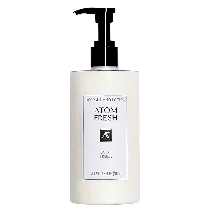 Atom Fresh Body Lotion for Women, Hydrating & Firming Body Moisturizer for Dry Skin, Ceramide & Niacinamide Skin Barrier, Non-Greasy Vitamin E Lotion, Ocean Breeze Scent, 13.5 fl oz